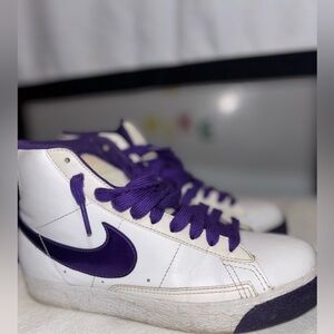 Nike Blazer Mid White and Purple Size 4.5y Kids